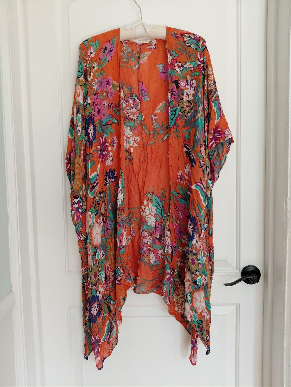 Soft Surroundings Women Floral Long Kimono Sheer Topper Size OS